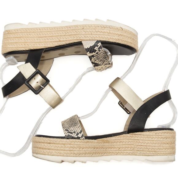 Boden Black Snakeskin Platform Espadrilles Sandals Size 39 US 9 - Picture 5 of 9